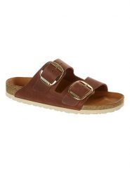 Birkenstock Skórzane klapki "Arizona" w kolorze brązowym rozmiar: 36. Brązowe klapki damskie Birkenstock, bez wzorów, bez obcasa. Za 394.60 zł.