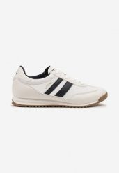 Białe Buty Sportowe Tenisówki z Naszywkami Mepralia. Białe trampki i tenisówki męskie Born2be, z aplikacjami, z materiału, bez zapięcia. Za 109.99 zł.