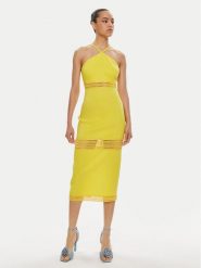 Patrizia Pepe Sukienka letnia 2A2729/A268-Y447 Żółty Slim Fit. Żółte sukienki damskie Patrizia Pepe, na lato, bez wzorów, z syntetyku, bez kołnierzyka, bez ramiączek. Za 999.99 zł.