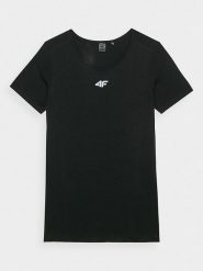 4F Koszulka w kolorze czarnym do biegania rozmiar: XS/S. Czarne bluzki sportowe damskie 4f, s, bez wzorów, z materiału, bez ramiączek. Za 35.10 zł.