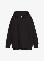 Bluza z kapturem, z czystej bawełny. Czarne bluzy z kapturem damskie bonprix, z bawełny. Za 129.99 zł.
