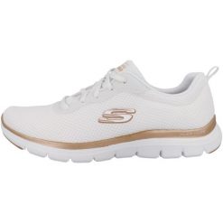Obuwie Sportowe Damskie Skechers Mesh Lace-Up W Biały. Białe buty sportowe na co dzień damskie Skechers, bez wzorów, z materiału, trekkingowe. Za 328.00 zł.