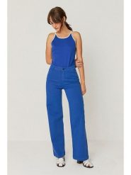 SKFK Spodnie "Ainhize" w kolorze niebieskim rozmiar: 44. Niebieskie spodnie materiałowe damskie SKFK, bez wzorów, z bawełny, klasyczne, z podwyższonym stanem. Za 295.99 zł.