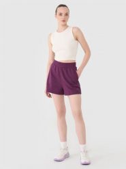 4F Spodenki dresowe damskie - fioletowe M. Fioletowe szorty damskie 4f, bez wzorów, z bawełny, sportowe. Za 59.99 zł.