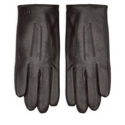 Rękawiczki Męskie HUGO. Brązowe rękawiczki męskie Hugo, bez wzorów. Za 309.99 zł.