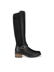 Remonte Kozaki D1A73-01 Czarny. Czarne kozaki damskie Remonte, ze skóry, bez obcasa, na słupku. Za 431.00 zł.