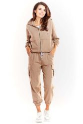 Beżowa Krótka Rozpinana Bluza z Kapturem. Brązowe bluzy z kapturem damskie Infinite You, l, z bawełny. Za 194.90 zł.