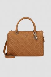 GUESS Brązowa damska torebka Adelasia. Brązowe torebki klasyczne damskie Guess, z aplikacjami, ze skóry ekologicznej, bez dodatków. W wyprzedaży za 529.99 zł.