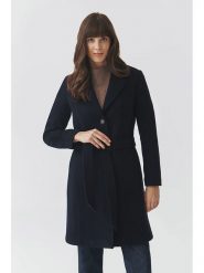 TATUUM Wełniany płaszcz "Nitika" w kolorze granatowym rozmiar: 40. Niebieskie płaszcze damskie Tatuum, bez wzorów, z tkaniny. Za 545.19 zł.