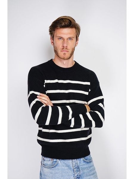 William de Faye Sweter w kolorze czarno-białym rozmiar: 48. Białe swetry męskie William De Faye, bez wzorów, z kaszmiru, bez kołnierzyka. Za 235.45 zł.