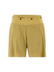 Craft PRO Trail Shorts M – lekkie spodenki 2w1 z ripstopu z recyklingu – Khaki. Zielone szorty męskie Craft, z elastanu, bez kołnierzyka. Za 382.00 zł.