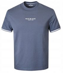 Klasyczny T-Shirt z Logo - Pako Jeans - Stalowo-Niebieski. Niebieskie t-shirty męskie Pako Jeans, l, bez wzorów, z bawełny, bez kołnierzyka. Za 79.00 zł.