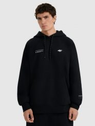 4F Bluza dresowa nierozpinana z kapturem męska - czarna L. Czarne bluzy z kapturem męskie 4f, l, z bawełny. Za 179.99 zł.