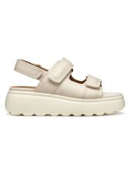 Geox Skórzane sandały "Spherica EC4" w kolorze kremowym na koturnie rozmiar: 35. Brązowe sandały damskie Geox, bez wzorów, bez obcasa, na koturnie. Za 260.99 zł.