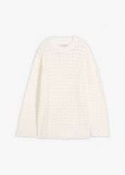 Sweter ażurowy. Białe swetry klasyczne damskie bonprix, bez kołnierzyka. Za 99.99 zł.