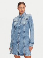 Tommy Jeans Sukienka jeansowa DW0DW19748 Niebieski Regular Fit. Niebieskie sukienki damskie Tommy Jeans, xs, bez wzorów, z bawełny, bez kołnierzyka, bez ramiączek. Za 339.99 zł.