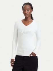 Guess Sweter W6YR29 Z0977 Kremowy Regular Fit. Białe swetry klasyczne damskie Guess, xs, z wiskozy, bez kołnierzyka. Za 344.99 zł.