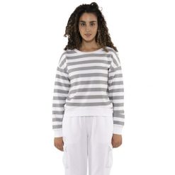 Bluza z bawełna z ściągacze na co dzień na siłownię. Szare bluzy bez kaptura damskie LEONE 1947 APPAREL, z bawełny. W wyprzedaży za 112.15 zł.