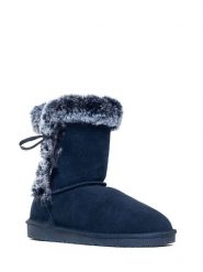 NICEBAY Skórzane botki zimowe "Bllisa" w kolorze granatowym rozmiar: 38. Niebieskie botki damskie Nicebay, na zimę, z materiału, bez obcasa, bez zapięcia. Za 254.74 zł.