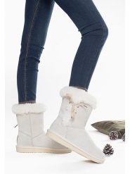Gooce Skórzane kozaki zimowe "Alissa" w kolorze białym rozmiar: 39. Białe kozaki damskie Gooce, ze skóry, bez obcasa. Za 248.58 zł.