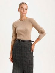 BGN Sweter w kolorze beżowym rozmiar: 38. Brązowe swetry klasyczne damskie BGN, bez kołnierzyka. Za 119.12 zł.
