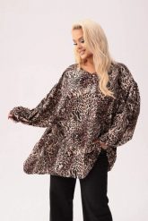 Oversize'owa tunika Amalia w print panterki PLUS SIZE XXL. Tuniki damskie Moda Size Plus Iwanek, na co dzień, plus size, bez wzorów, z elastanu, eleganckie, bez kołnierzyka, plus size, bez ramiączek. Za 239.90 zł.