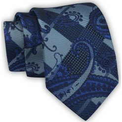 Krawat Alties (7 cm) - Niebiesko Granatowy Duży Wzór. Niebieskie krawaty i muchy męskie Alties, bez wzorów, z tkaniny, eleganckie. Za 49.00 zł.