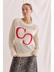 Cotton Candy Sweter "Daliah" w kolorze beżowo-czerwonym rozmiar: XS. Brązowe swetry klasyczne damskie Cotton Candy, xs, z bawełny, bez kołnierzyka. Za 183.59 zł.