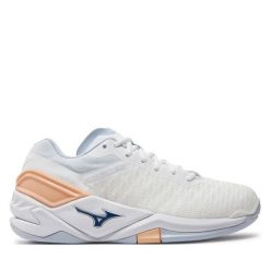Buty halowe Mizuno. Białe buty sportowe na co dzień damskie Mizuno, bez wzorów, mizuno wave. Za 769.99 zł.