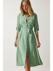 Happiness Istanbul Sukienka w kolorze zielonym rozmiar: 40. Zielone sukienki damskie Happiness Istanbul, bez wzorów, z tkaniny, bez kołnierzyka, bez ramiączek, midi. Za 79.21 zł.