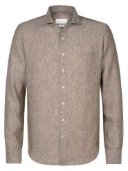 PROFUOMO Koszula - Slim fit - w kolorze szarobrązowym rozmiar: 41. Brązowe koszule męskie PROFUOMO, bez wzorów, ze lnu, bez kołnierzyka, bez ramiączek. Za 210.81 zł.