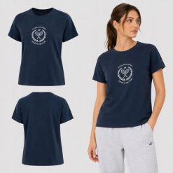 KOSZULKA DAMSKA 4F T-SHIRT BAWEŁNIANY DO TENISA F2723 SS26. Czarne bluzki sportowe damskie 4f, l, bez wzorów, z bawełny, bez ramiączek. Za 46.28 zł.
