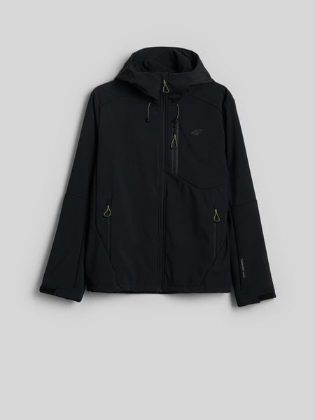 4F Kurtka softshell wiatroodporna membrana 8000 męska - czarna L. Czarne kurtki męskie 4f, l, bez wzorów, z materiału, klasyczne, bez kaptura. Za 399.99 zł.