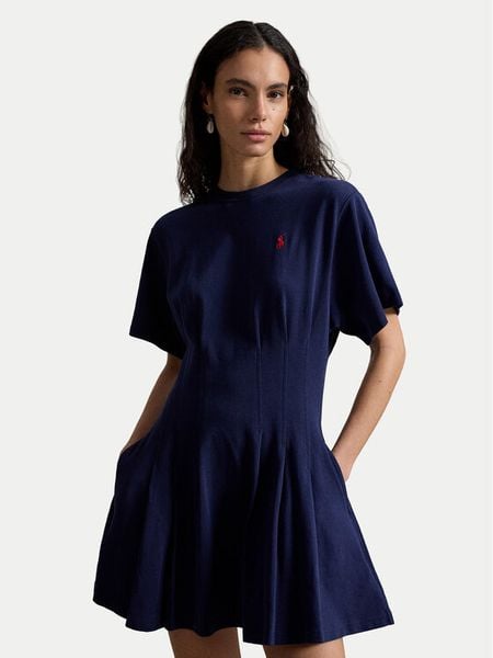 Polo Ralph Lauren Sukienka codzienna 211A96342004 Granatowy Slim Fit. Niebieskie sukienki damskie Polo Ralph Lauren, na co dzień, xl, bez wzorów, z bawełny, bez kołnierzyka, bez ramiączek, proste. Za 989.99 zł.