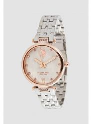 U.S. Polo Assn. Zegarek kwarcowy w kolorze srebrno-różowozłoto-białym rozmiar: onesize. Szare, analogowe zegarki damskie U.S. Polo Assn., metalowe. Za 217.99 zł.
