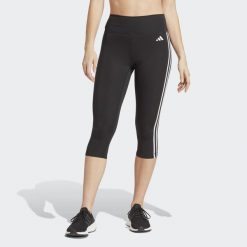 Legginsy treningowe Adidas Train Essentials 3-Stripes High-Waisted 3/4. Czarne legginsy damskie Adidas, s, bez wzorów, z materiału. Za 179.00 zł.