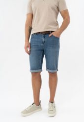 Dżinsowe szorty E-LENZO. Niebieskie szorty męskie Volcano, z jeansu, bez kołnierzyka. Za 169.99 zł.