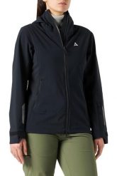 Kurtka turystyczna damska Schoffel Miara Softshell. Czarne kurtki damskie Schöffel, l, bez wzorów, z materiału, z kapturem. Za 405.49 zł.