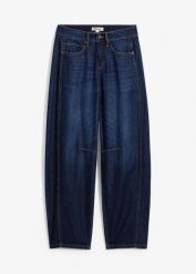 Jeansy o kroju balloon, mid waist, z bardzo miękkiego materiału. Niebieskie jeansy damskie bonprix. Za 154.99 zł.