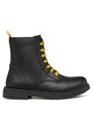 Geox Trapery Eclair J049QD 0003W C0054 S Czarny. Czarne kozaki dziewczęce Geox, bez wzorów, ze skóry, bez obcasa. Za 319.99 zł.