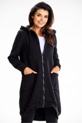 Długa bluza damska z kapturem i kieszeniami czarna. Czarne bluzy z kapturem damskie Infinite You, l, z bawełny. Za 299.00 zł.