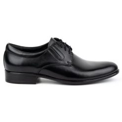 Kampol Buty męskie wizytowe skórzane 323KAM czarne. Czarne buty wizytowe męskie bez zapięcia. Za 362.62 zł.