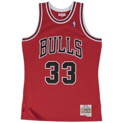 Koszulka męska koszykarska Mitchell & Ness Chicago Bulls NBA Pippen czerwona. Czerwone t-shirty sportowe męskie Mitchell & Ness, m, bez ramiączek, do piłki nożnej. Za 499.00 zł.