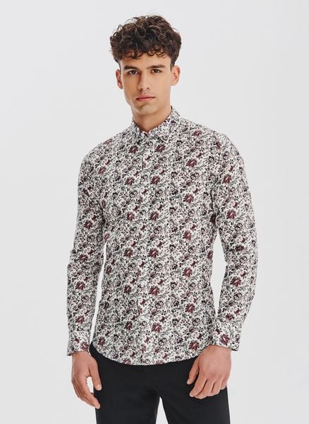 PAKO LORENTE – Biała koszula w kwiaty. Białe koszule męskie Pako Lorente, m, bez wzorów, z bawełny, bez kołnierzyka, bez ramiączek. Za 199.99 zł.