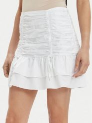 Guess Spódnica mini Zoe W4GD86 WAF10 Biały Flare Fit. Białe spódniczki damskie Guess, xl, z aplikacjami, z bawełny, mini. Za 229.99 zł.