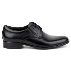Kampol Buty męskie wizytowe skórzane 323KAM czarne. Czarne buty wizytowe męskie bez zapięcia. Za 362.62 zł.
