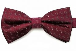 Ciemnobordowa Męska Mucha - VERNON - w Szare Kwardaty. Czerwone krawaty i muchy męskie Vernon, bez wzorów, eleganckie. Za 29.00 zł.