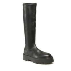 Kozaki DeeZee. Czarne kozaki damskie DeeZee, bez obcasa, na płaskiej podeszwie. Za 219.99 zł.