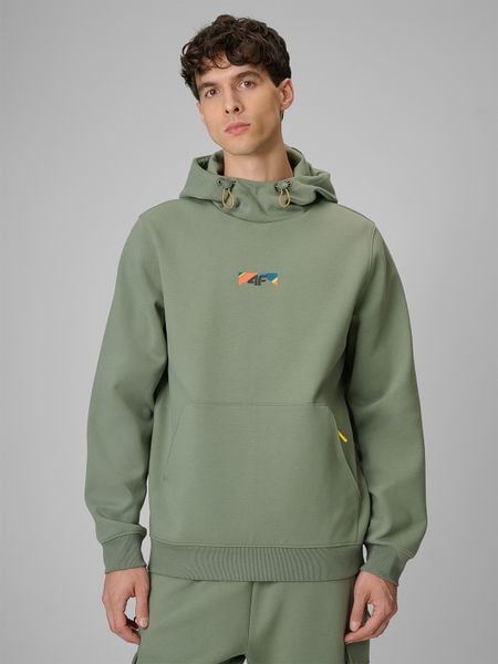 4F Bluza dresowa regular z kapturem męska - khaki L. Brązowe bluzy z kapturem męskie 4f, l, z dresówki. Za 249.99 zł.
