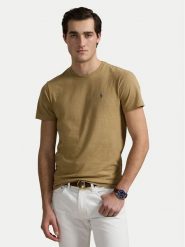 Polo Ralph Lauren T-Shirt 710671438429 Beżowy Custom Slim Fit. Brązowe koszulki polo męskie Polo Ralph Lauren, l, bez wzorów, z bawełny, bez ramiączek. Za 279.99 zł.